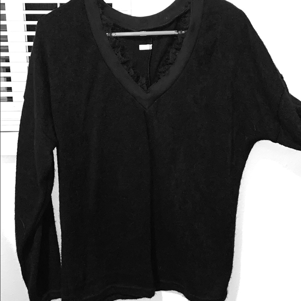 Sweater with lace trim